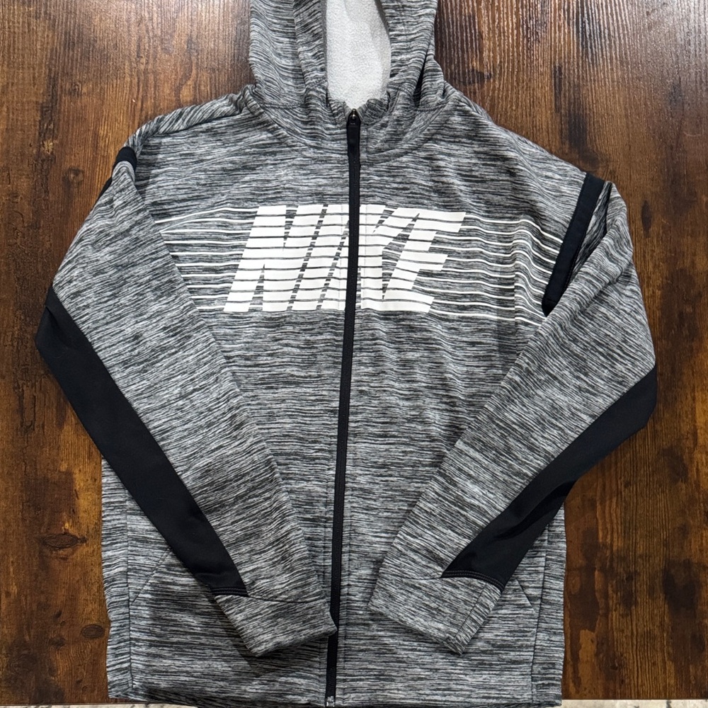 Nike Dri-Fit Heather Gray and Black Hoodie-Boys Size XL
